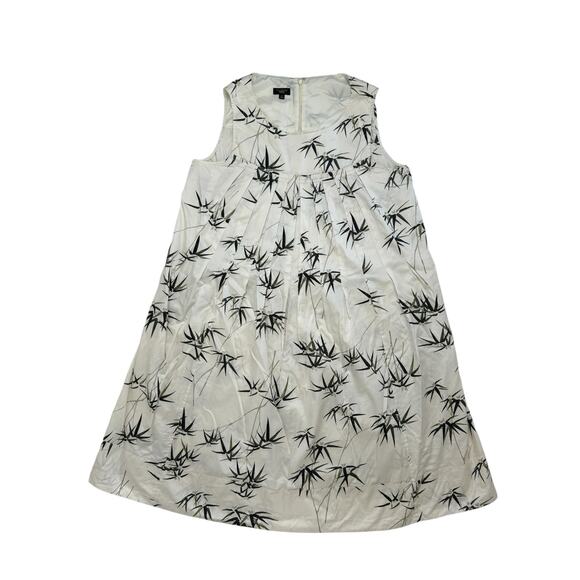 TALBOTS Bamboo Print Ivory White A-Line Dress Size 12 Petite Cotton Lightweight - Picture 4 of 9